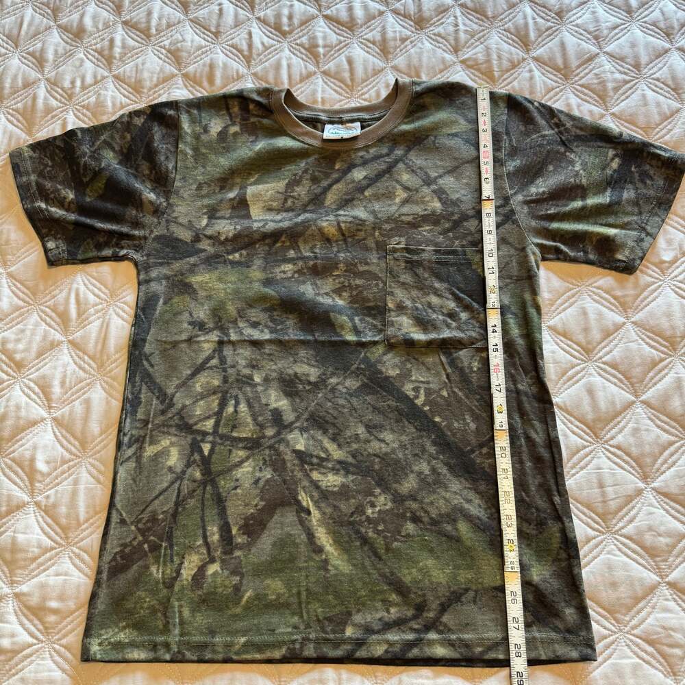 Vintage 90s Woodlands Camo T-Shirt with Pocket, Short Sleeve, Men's Medium